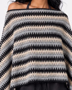 Three-way Poncho in Black/Blue/Cream