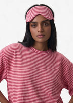Striped Pyjama Shorts Set in Red/ Pink