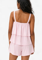 Layered Pyjama Shorts Set in Pink Marshmallow