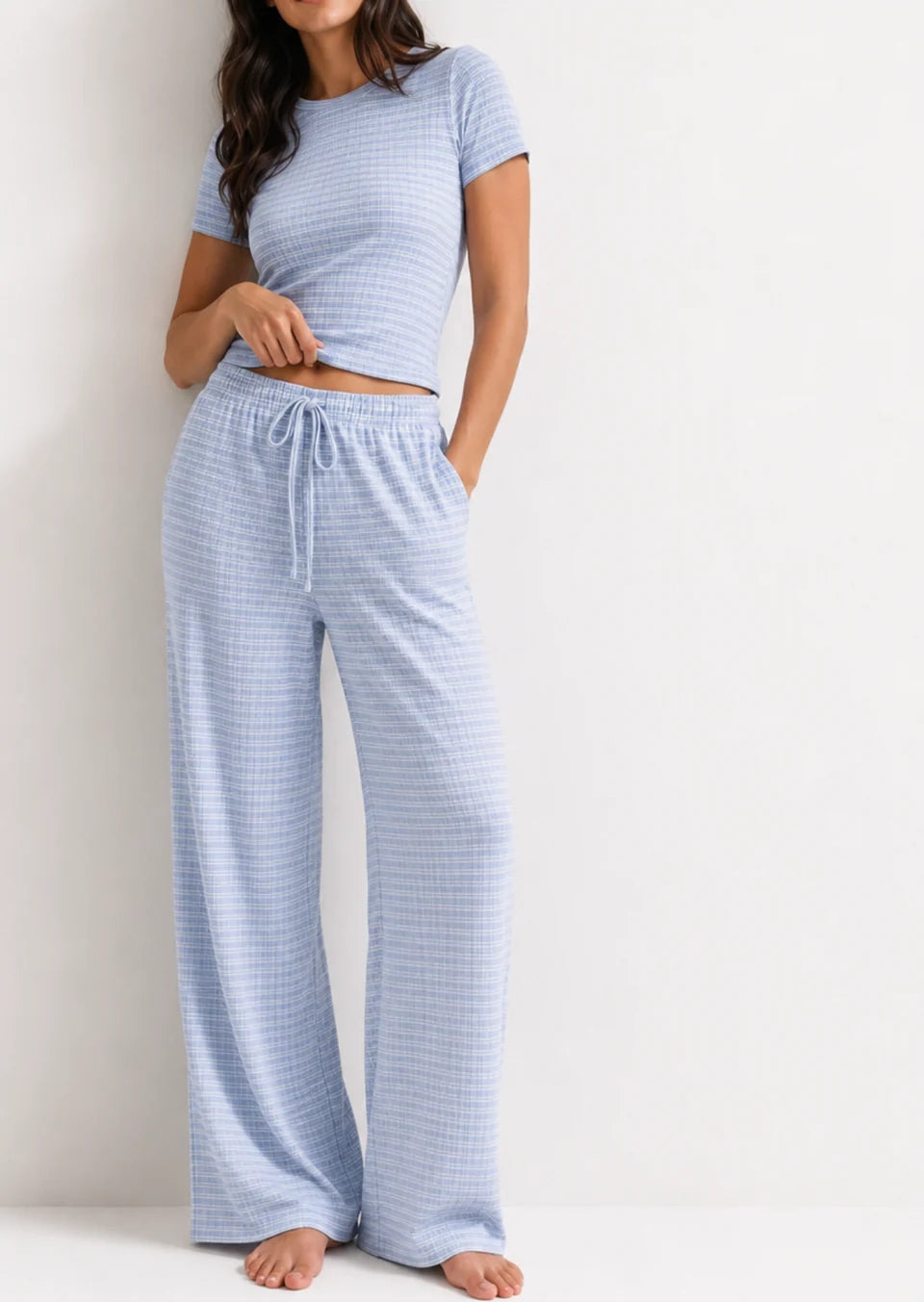 Striped Pyjama Set in Blue/ White