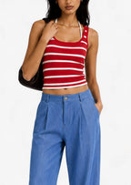 Layered Tank in Red/ White