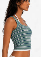 Layered Tank in Green/ Blue