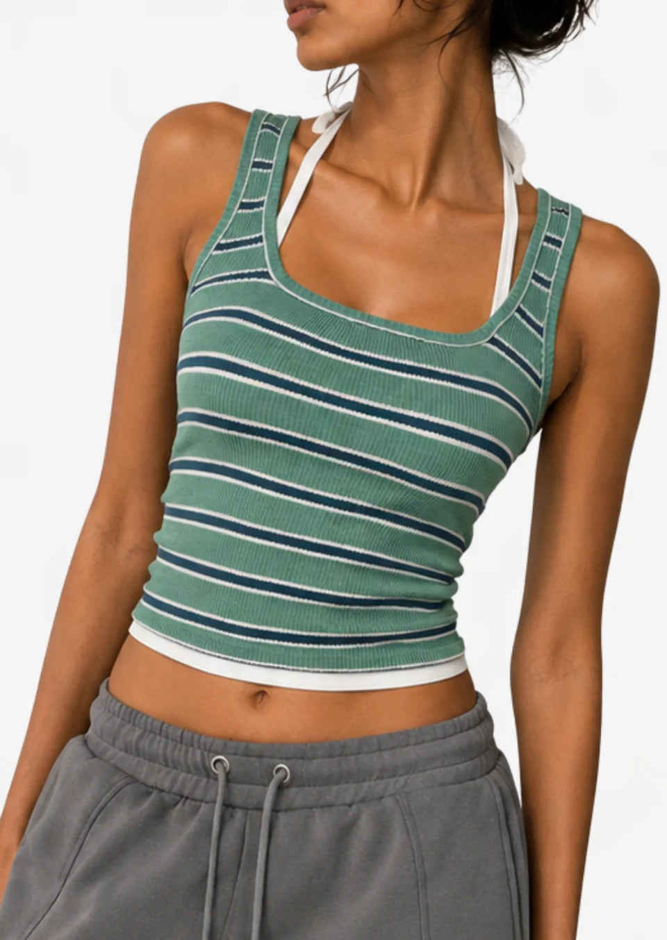 Layered Tank in Green/ Blue