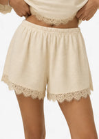 Off-shoulder Pyjama Shorts Set in Buttercream