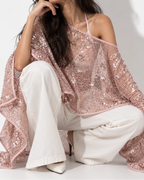 Three-way Sequin Poncho in Blush