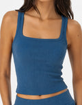 Basic Square Neck Tank in Vintage Blue