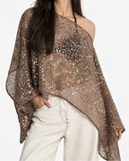 Three-way Sequin Poncho in Mocha