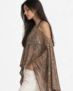 Three-way Sequin Poncho in Mocha