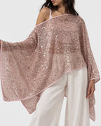 Three-way Sequin Poncho in Blush