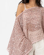 Three-way Sequin Poncho in Blush