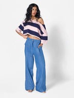 Denim-Look Pants in Medium Blue