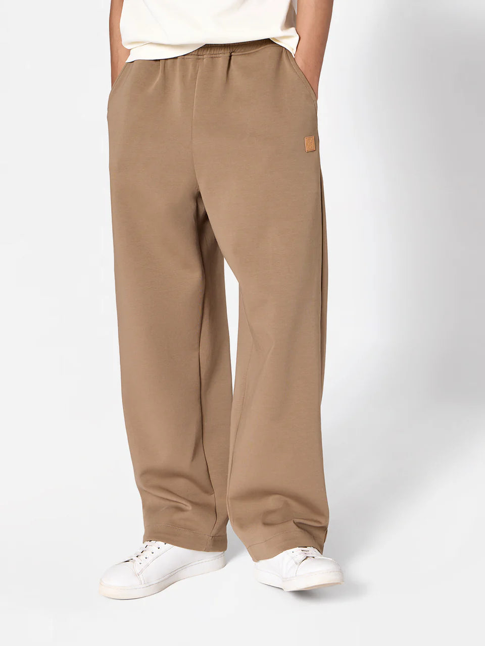 Wide Leg Utility Unisex Sweatpants in Khaki