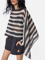 Three-way Poncho in Black/Cream