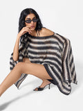 Three-way Poncho in Black/Cream