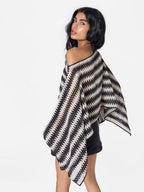 Three-way Poncho in Black/Cream