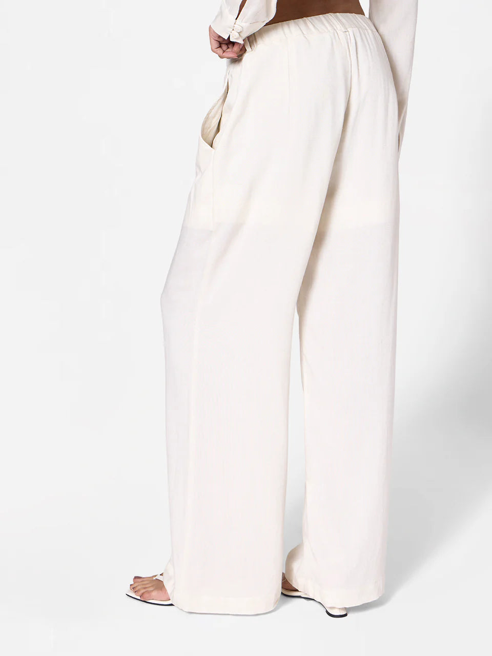Linen-blend Pants in Ecru