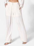 Linen-blend Pants in Ecru