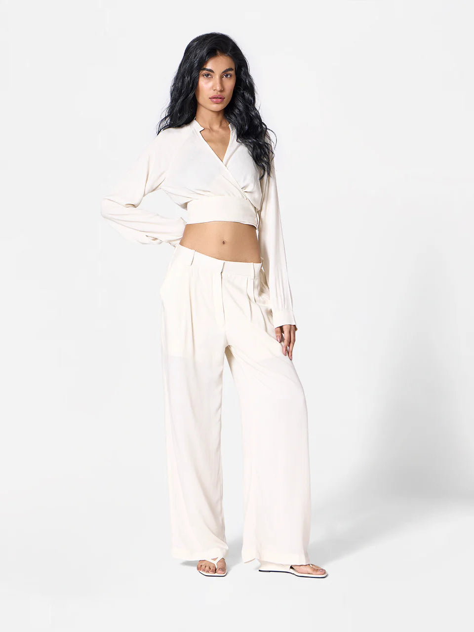 Linen-blend Pants in Ecru
