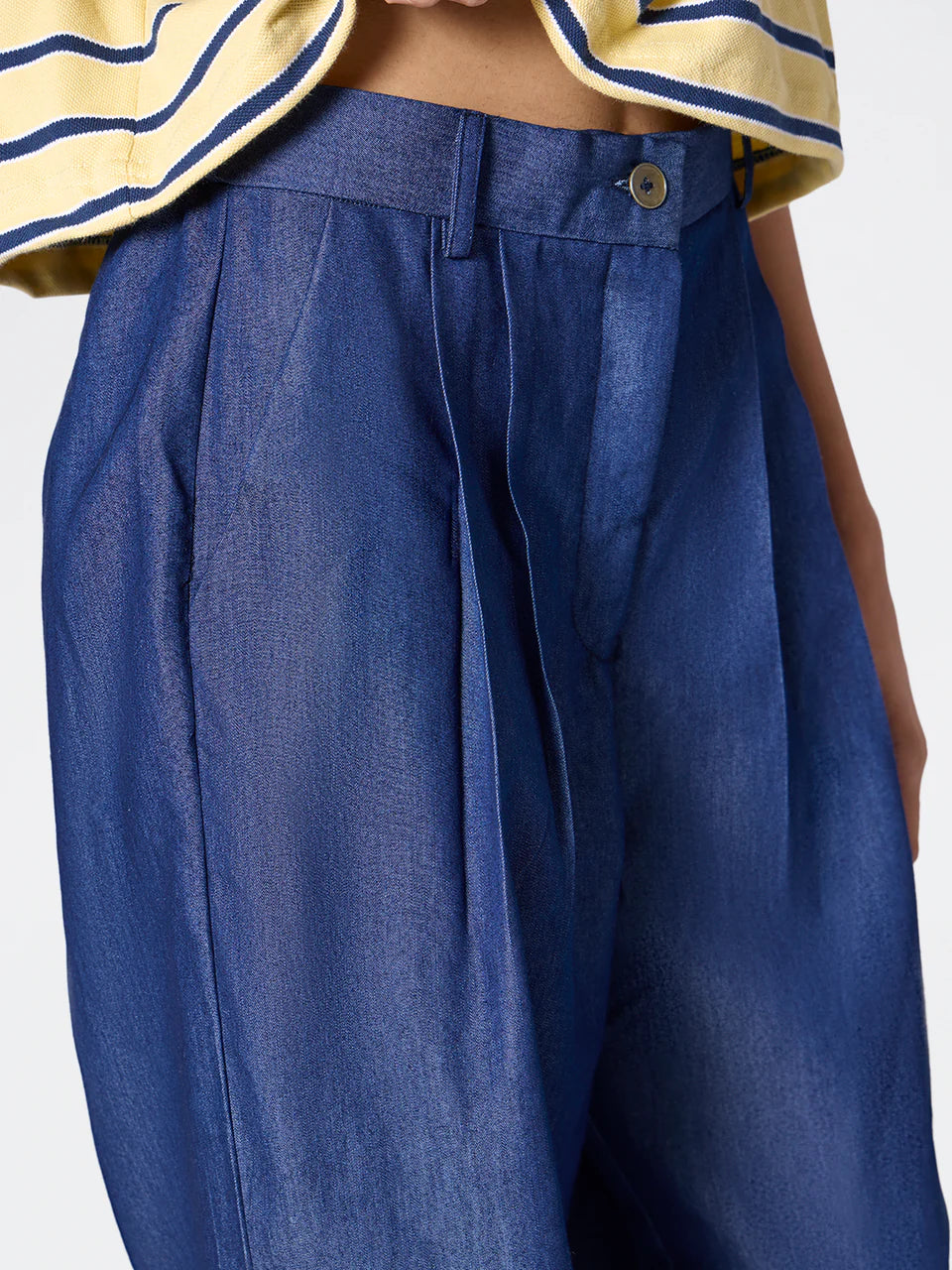 Denim-Look Pants in Dark Blue