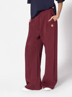 Wide-Leg Sweatpants in Maroon