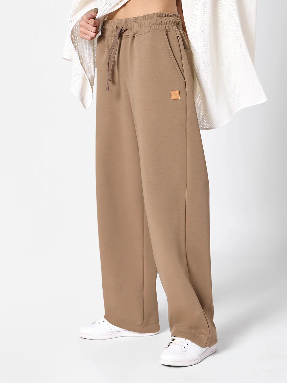 Wide Leg Utility Unisex Sweatpants in Khaki
