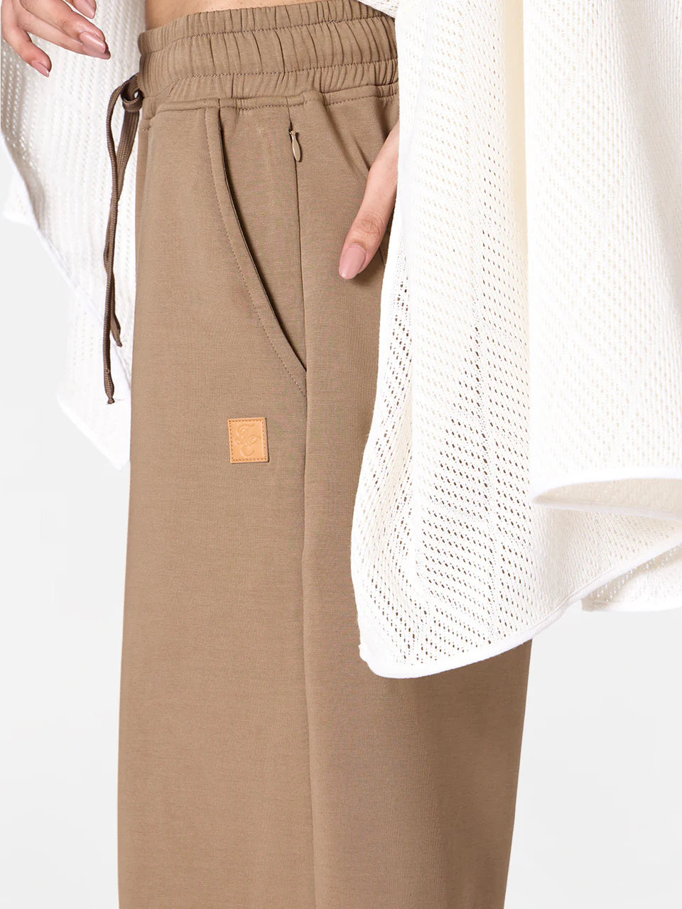 Wide Leg Utility Unisex Sweatpants in Khaki
