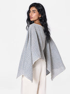 Three-way Poncho in Ice-blue/Cream