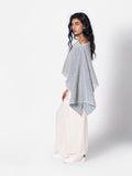 Three-way Poncho in Ice-blue/Cream