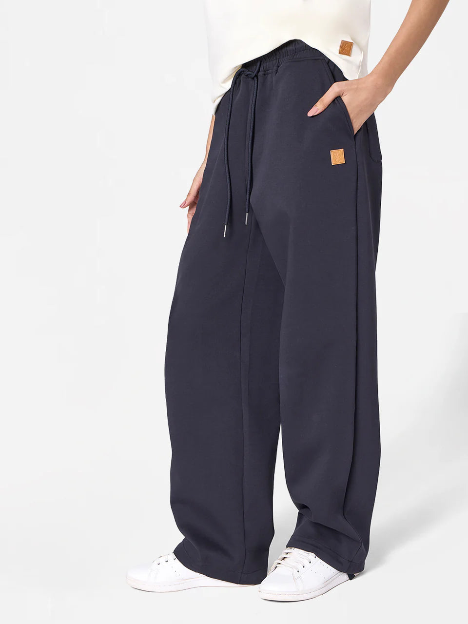 Wide Leg Utility Unisex Sweatpants in Midnight Black