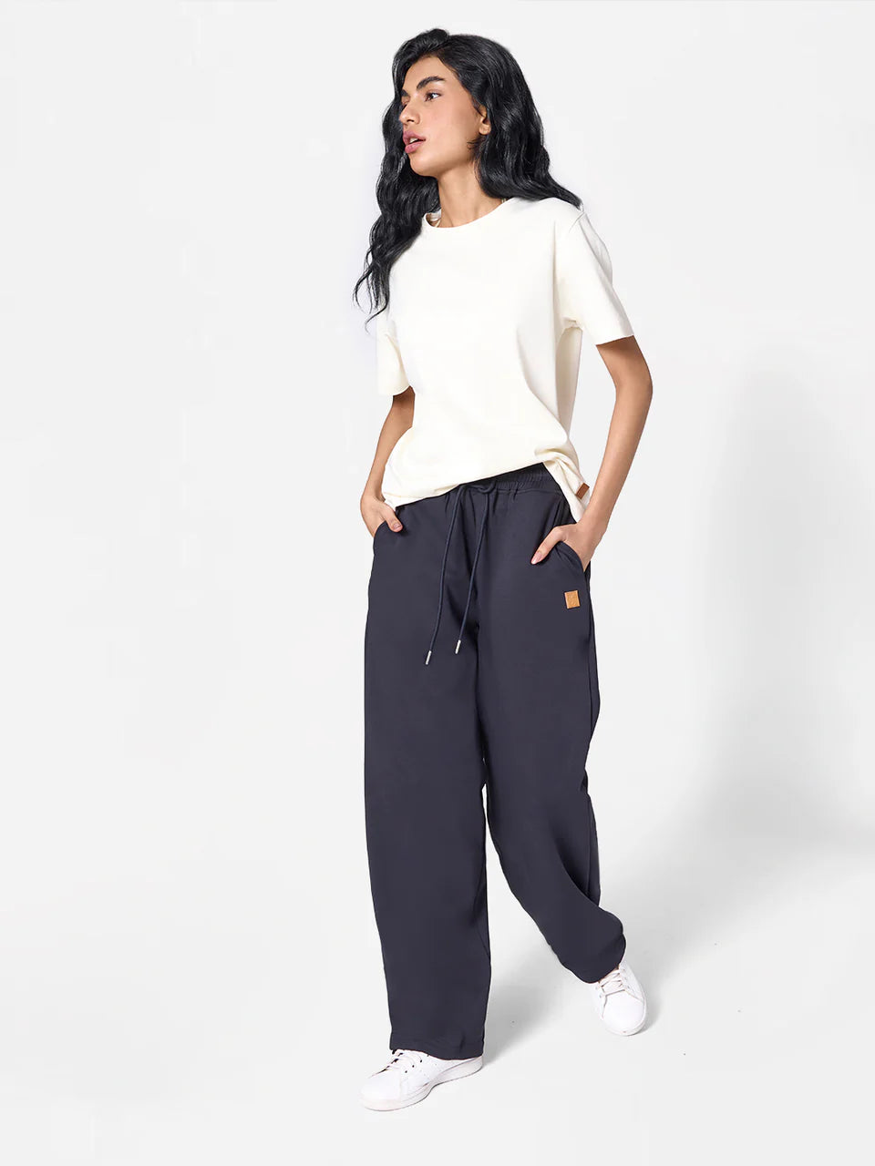 Wide Leg Utility Unisex Sweatpants in Midnight Black