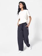 Wide Leg Utility Unisex Sweatpants in Midnight Black