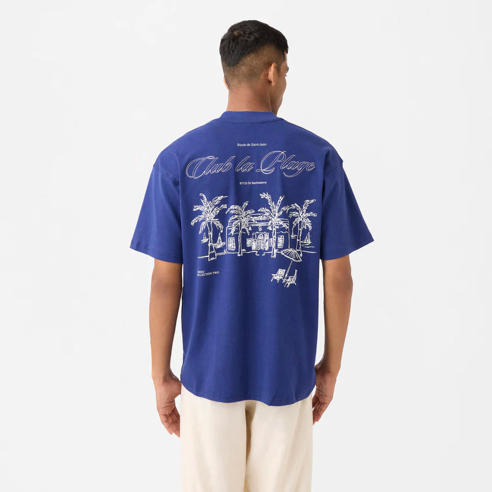 Club la Plage Tee in Beacon Blue