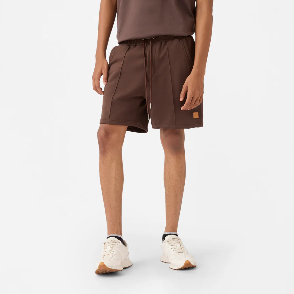 Straight Front-seam Sweatshorts in Chocolate Brown