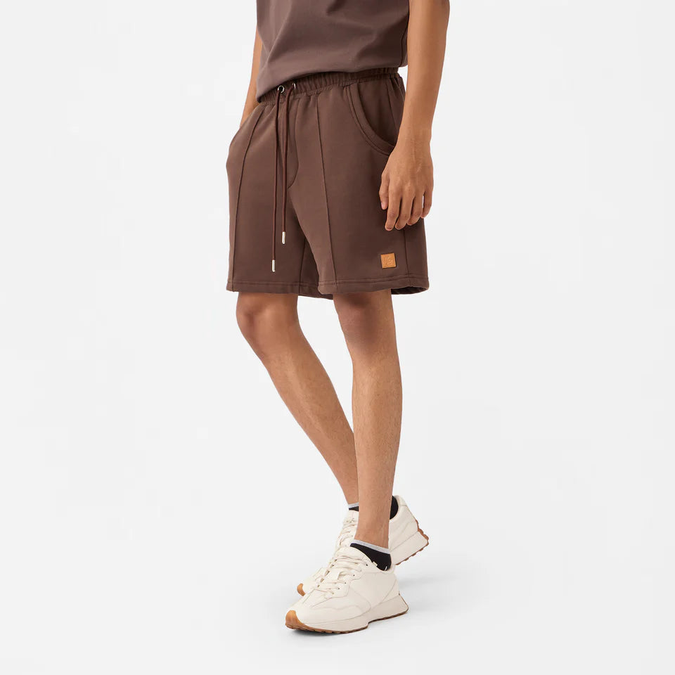 Straight Front-seam Sweatshorts in Chocolate Brown