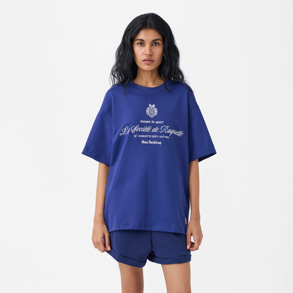 Monogram Crest Raquette Tee in Beacon Blue