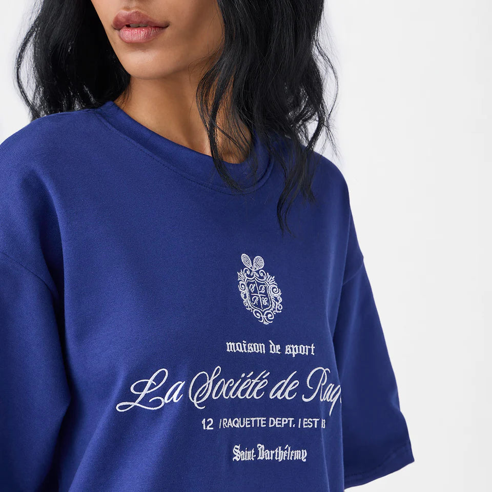 Monogram Crest Raquette Tee in Beacon Blue