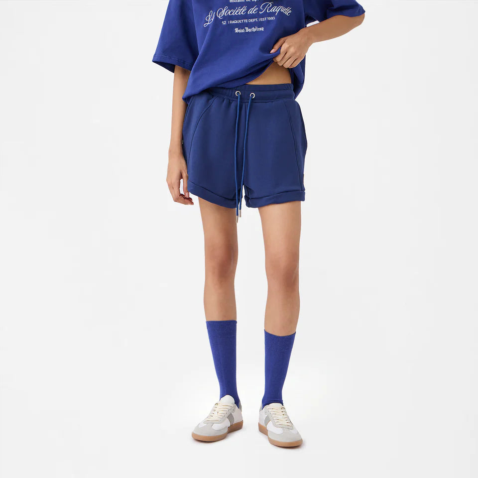 A-line Front-seam Sweatshorts in Beacon Blue