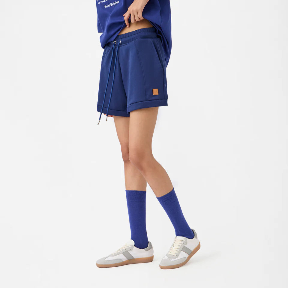 A-line Front-seam Sweatshorts in Beacon Blue