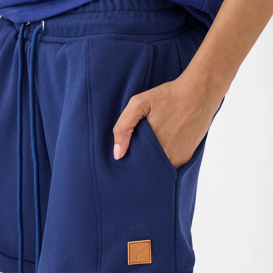 A-line Front-seam Sweatshorts in Beacon Blue