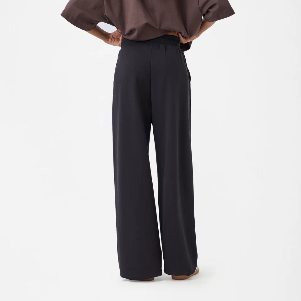 Wide Leg Sweatpants in Jet Black