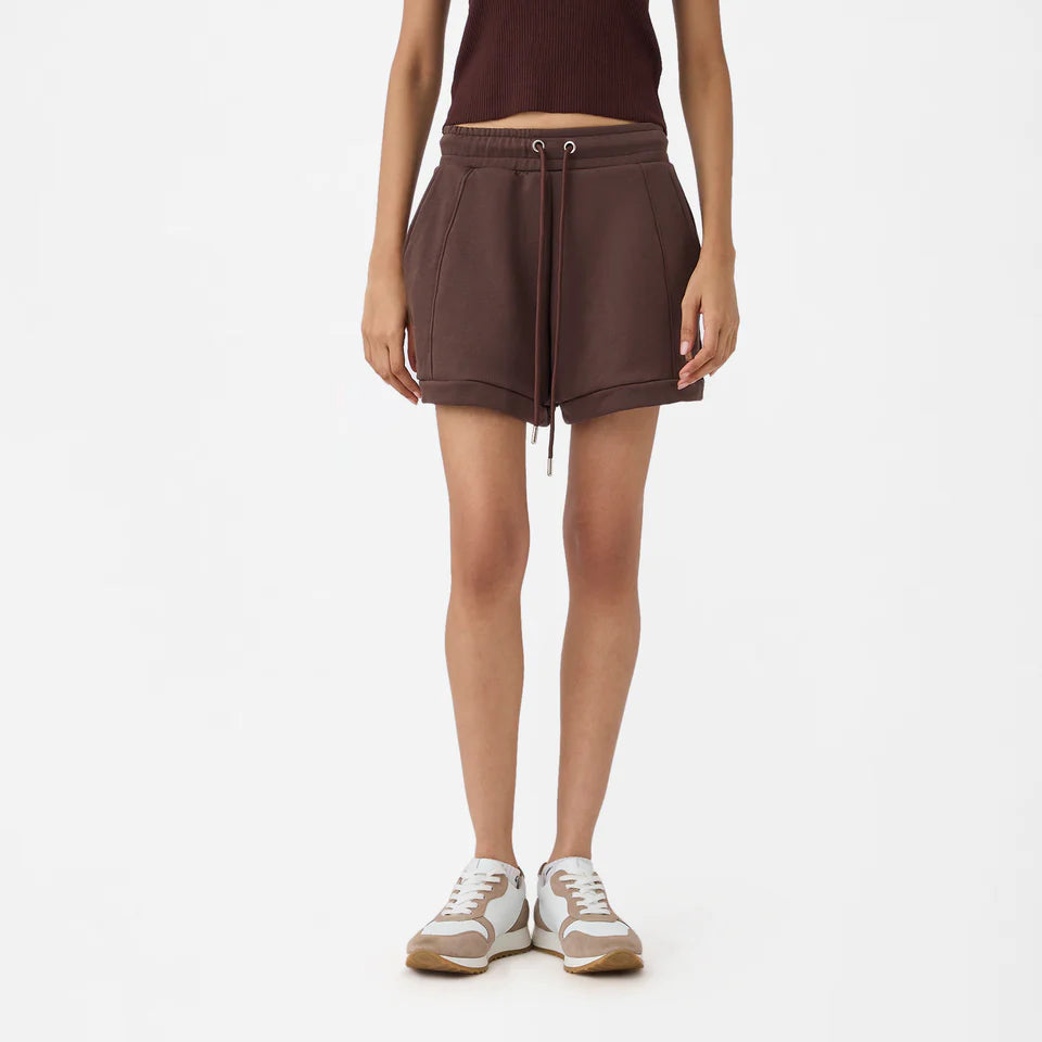 A-line Front-seam Sweatshorts in Chocolate Brown