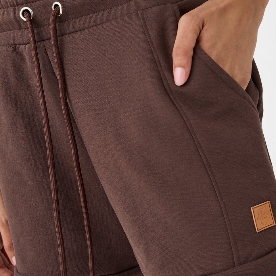 A-line Front-seam Sweatshorts in Chocolate Brown