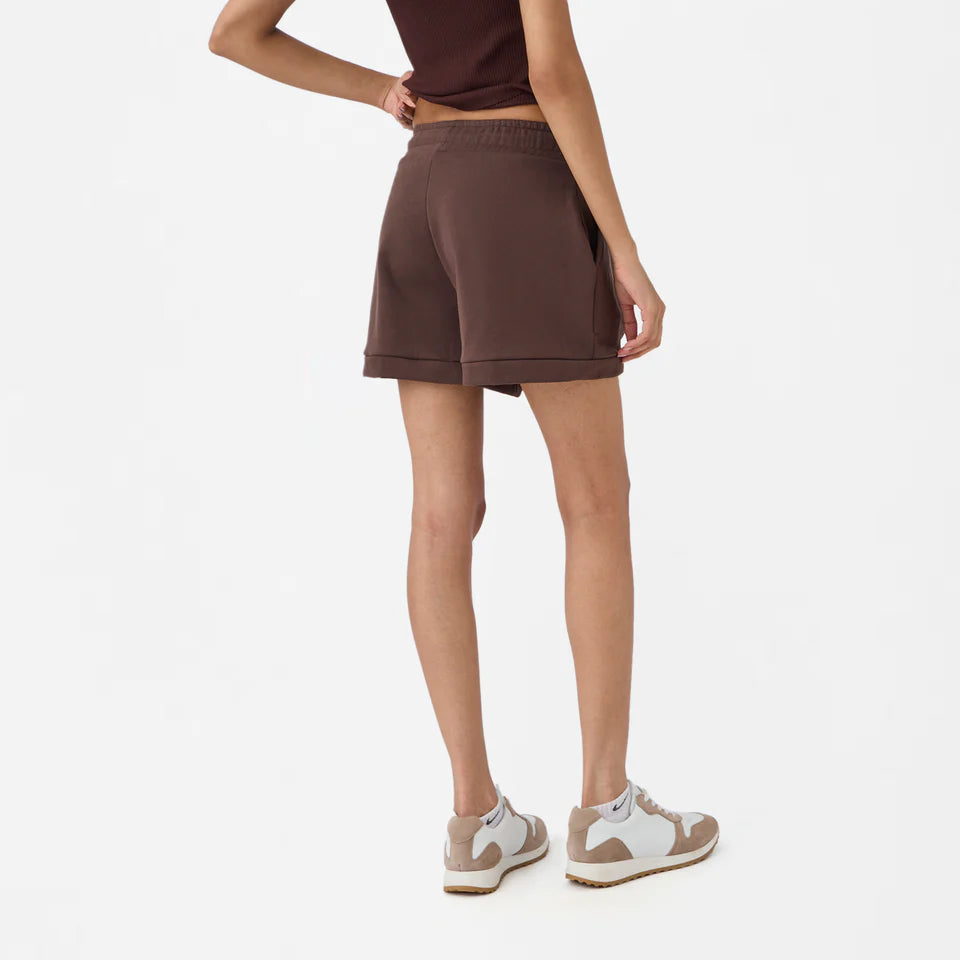 A-line Front-seam Sweatshorts in Chocolate Brown