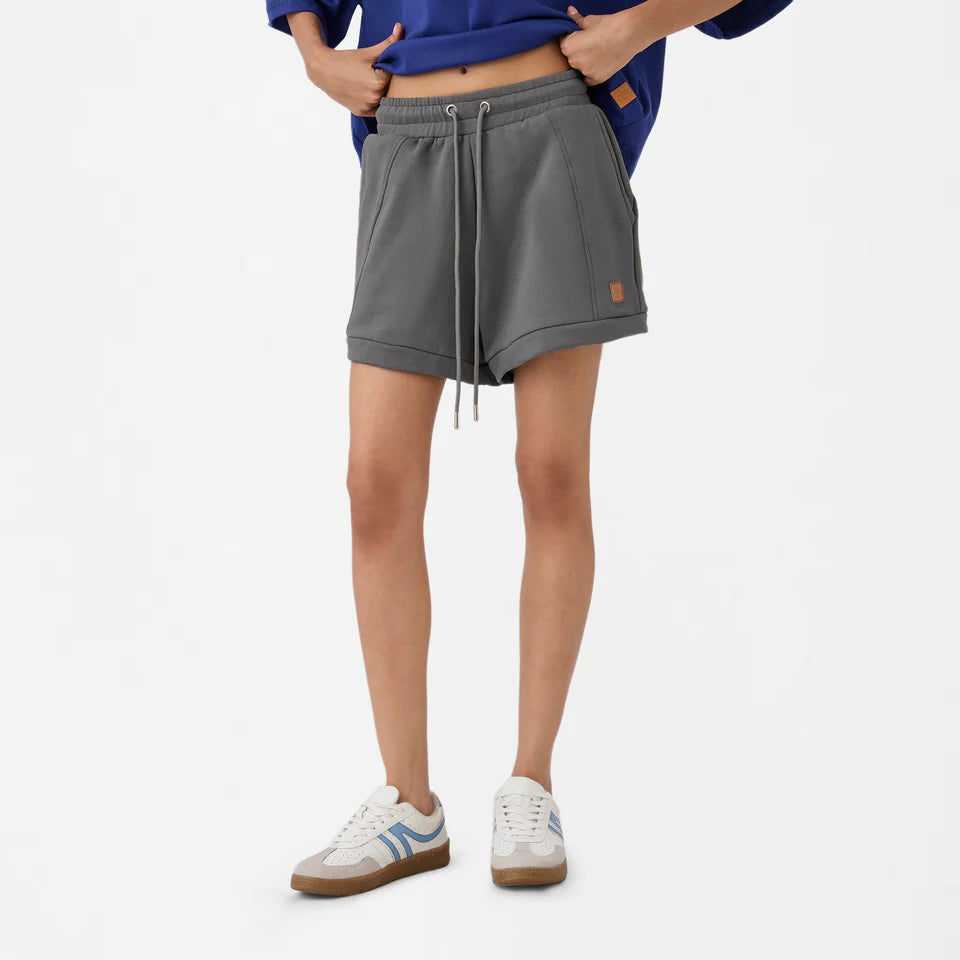 A-line Front-seam Sweatshorts in Brushed Nickel