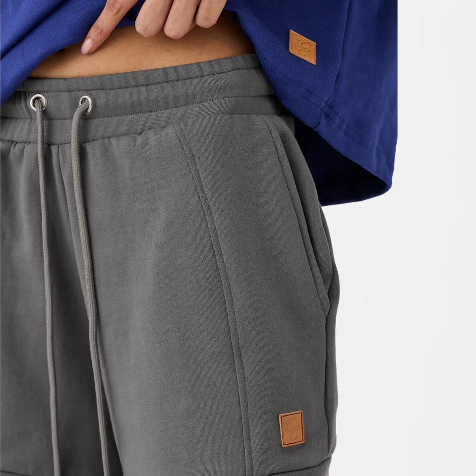 A-line Front-seam Sweatshorts in Brushed Nickel