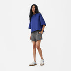A-line Front-seam Sweatshorts in Brushed Nickel