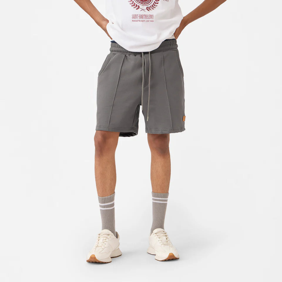 Straight Front-seam Sweatshorts in Brushed Nickel
