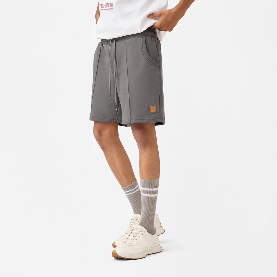 Straight Front-seam Sweatshorts in Brushed Nickel