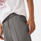 Straight Front-seam Sweatshorts in Brushed Nickel