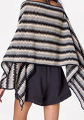 Three-way Poncho in Black/Blue/Cream